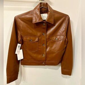 NWT Aritzia Leather Jacket 2XS Cognac
